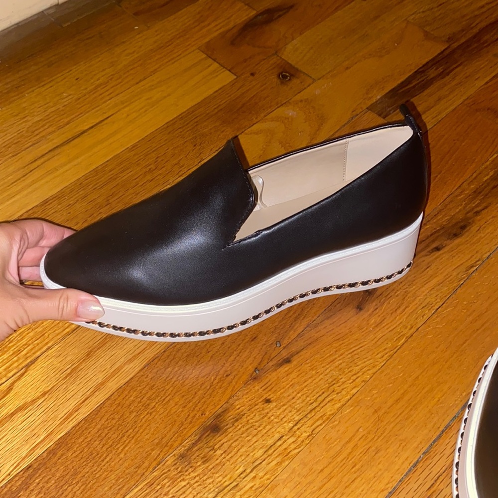 Karl Lagerfeld Paris black chain platforms!